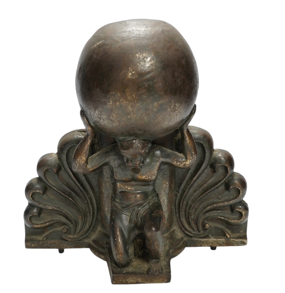 A cast iron 'Atlas' fountain head, 27cm high. Condition - fair to good